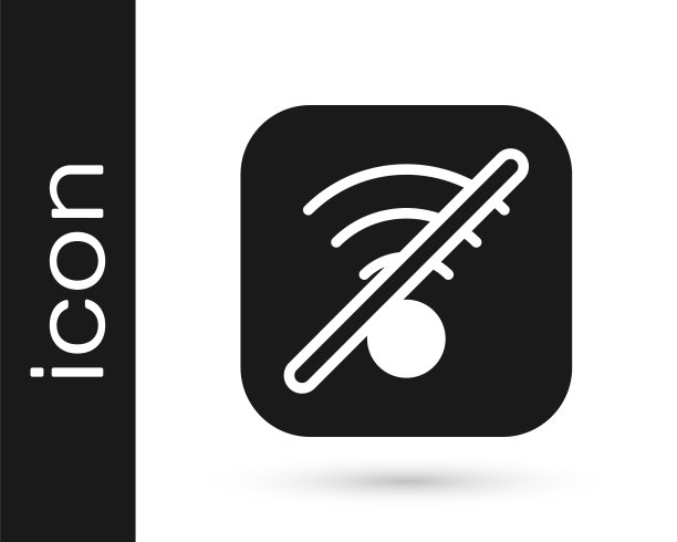 黑色无Wi-Fi无线互联网网络符号图标隔离在白色背景上。向量图片下载