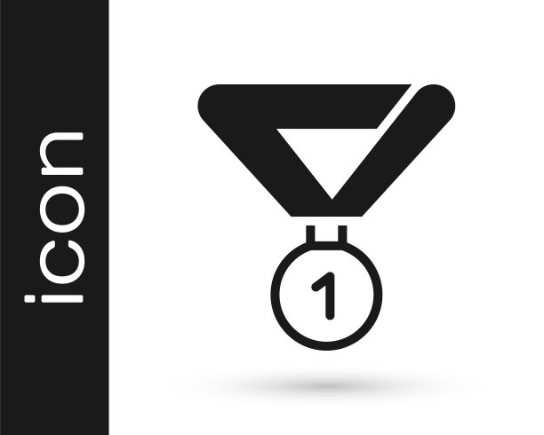 黑色奖章图标孤立在白色背景。赢家的象征。向量图片下载