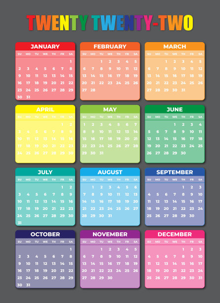 2022年周日开始日历图片下载