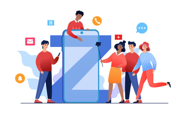z一代在通信中使用数字技术。图片下载