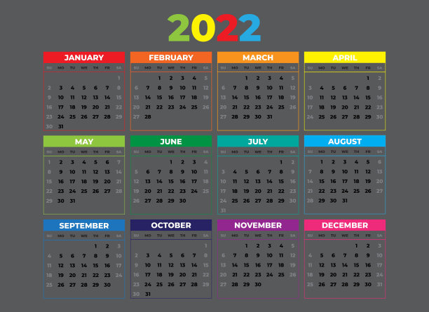 2022年星期日开始景观日历图片下载