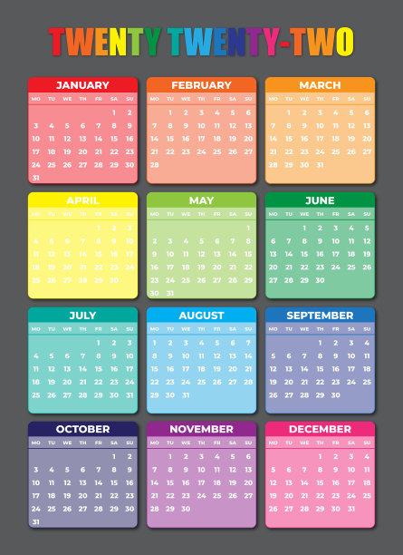 2022年日历周一开始图片下载