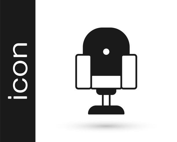 黑色导演电影椅子图标孤立在白色背景。电影行业。向量图片下载