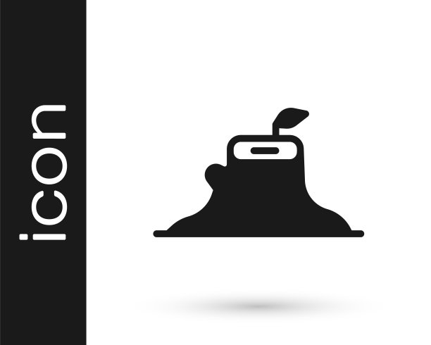 黑色树桩图标孤立在白色背景。向量图片下载