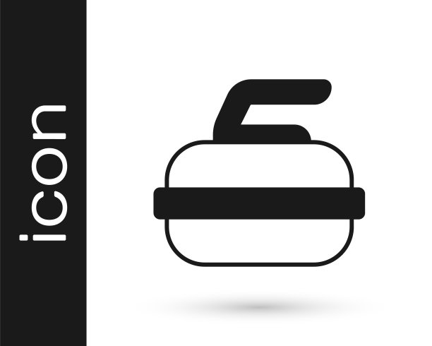 黑石为冰壶运动游戏图标孤立在白色背景。运动设备。向量图片下载