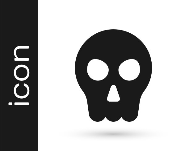 黑色骷髅图标孤立在白色背景。快乐的万圣节派对。向量图片下载