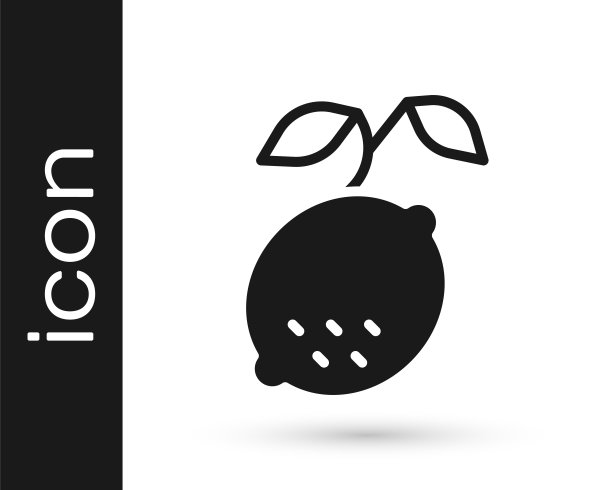 黑色柠檬图标孤立在白色背景。向量图片下载