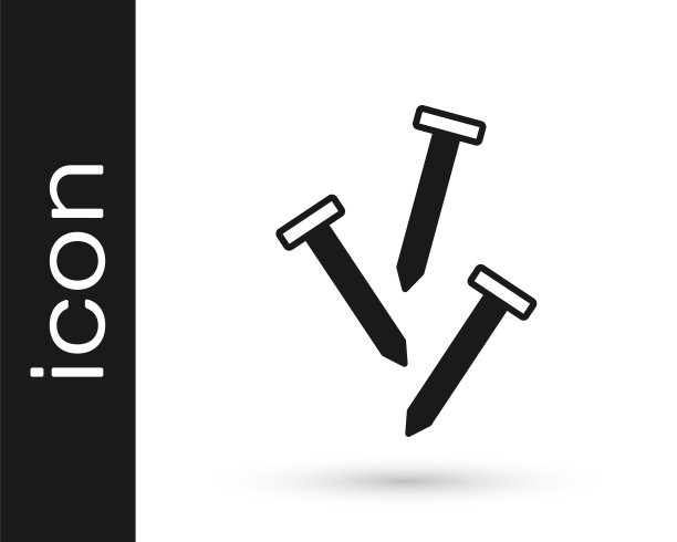 黑色金属钉图标隔离在白色背景。向量图片下载