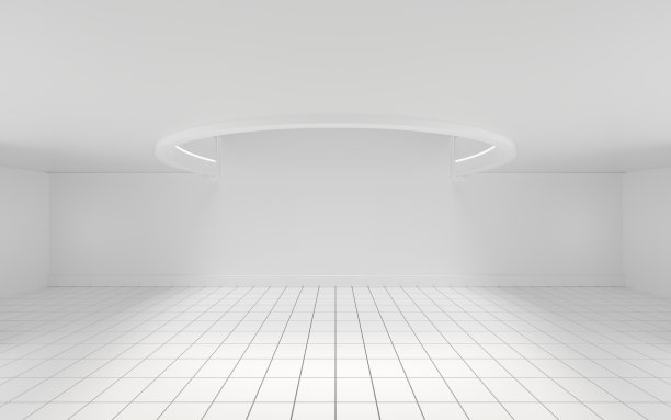 空的圆形房间，天花板上有一个洞，3d渲染。图片下载