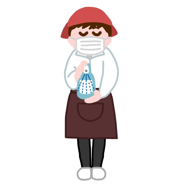 给酒精消毒的男店员图片下载