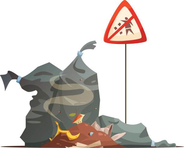 警告标志，垃圾处理卡通图标图片下载