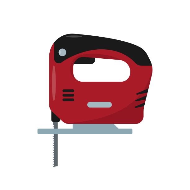 红色电动拼图图标。工作工具或装置图片下载