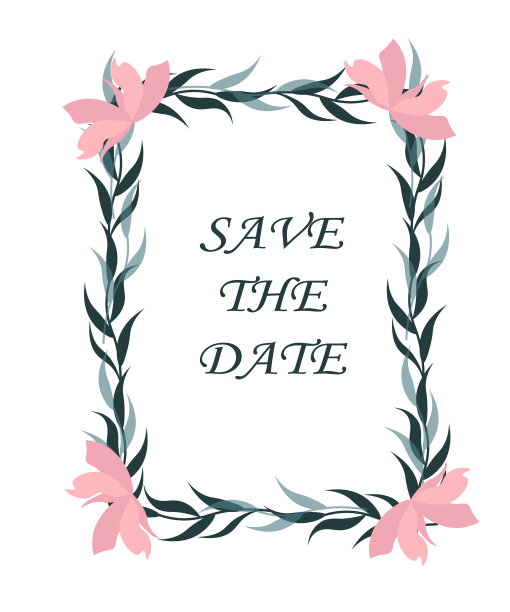 由树叶和粉红色花朵组成的框架。花卡模板祝贺和邀请与一个地方图片下载