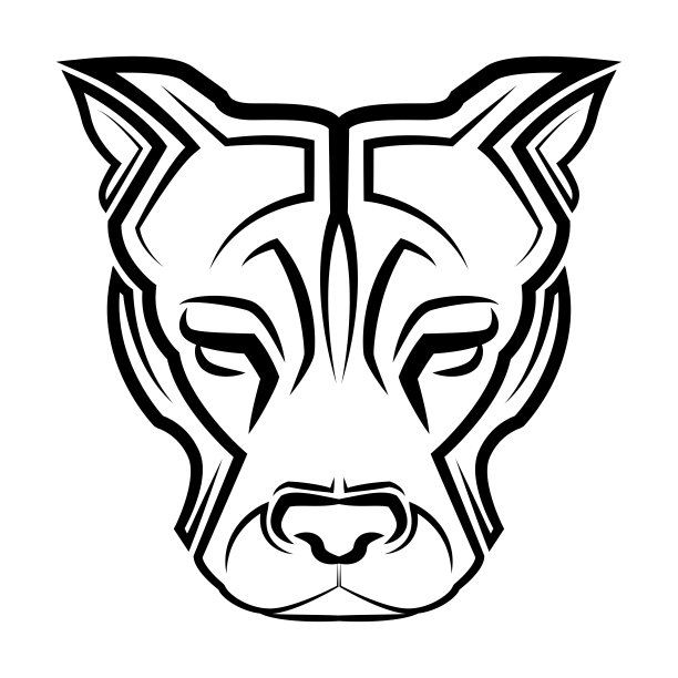 斗牛犬头部的黑白线条艺术。很好的使用符号，吉祥物，图标，头像，纹身，T恤设计，标志或任何设计图片下载