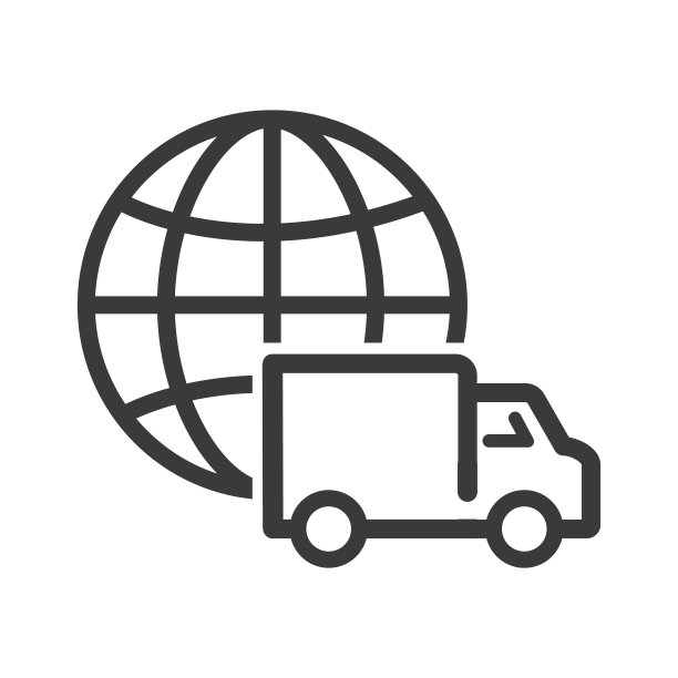 运货卡车绕着地球转，图标。图片下载