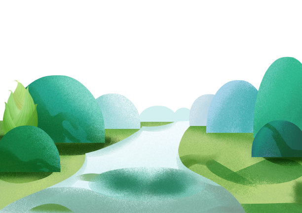小清新山水草地风景插画图片下载