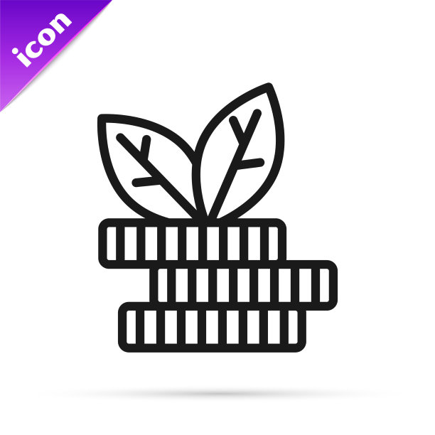 黑线美元植物图标孤立在白色图片下载