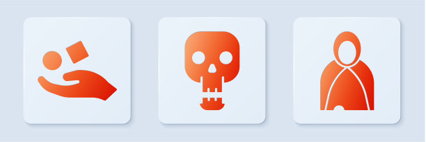 固定头骨立方体悬浮在手和披风之上图片下载