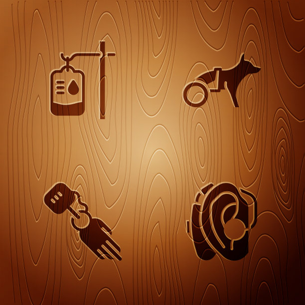 设置助听器iv袋假肢手和狗图片下载