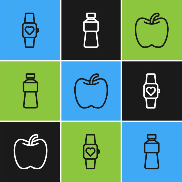 设线智能手表苹果和瓶装水图片下载