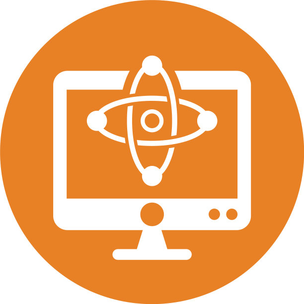 物理研究原子图标橙色eps图片下载