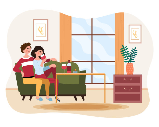 一对年轻夫妇正在家里享受浪漫的约会图片下载