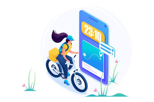 等距3d快递女孩去送货图片下载