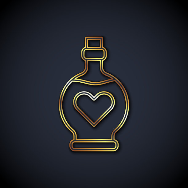 金线瓶与爱情药水图标隔离上图片下载