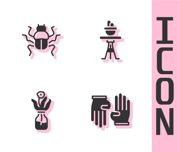 把橡胶手套甲虫甲虫花放在玻璃里图片下载