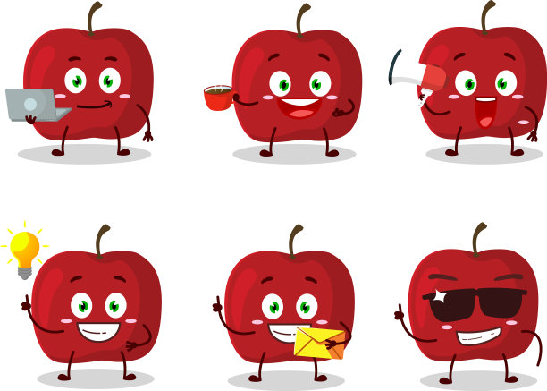 红苹果卡通人物有各种类型图片下载