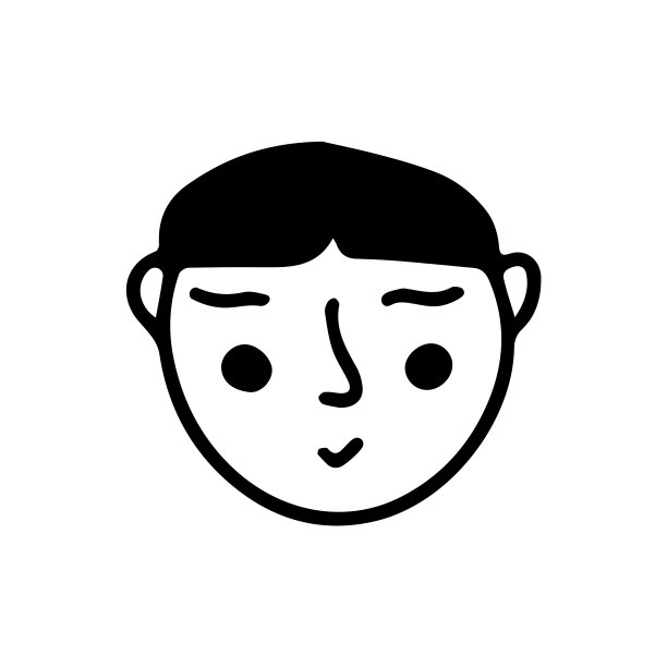 涂鸦亚洲人的脸黑白隔离图片下载