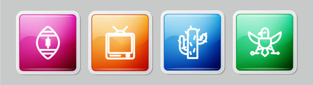 设置线美式足球复古电视仙人掌图片下载