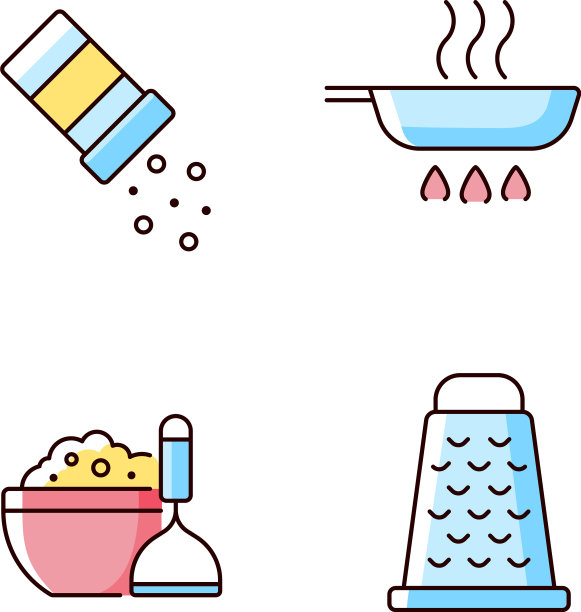 家庭烹饪的RGB颜色图标设置图片下载