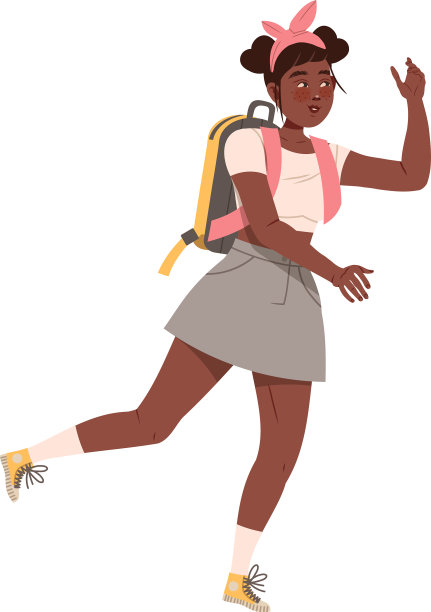 带着发带的少女微笑着跑着图片下载