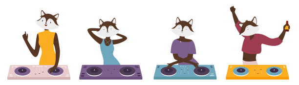 动物疯狂DJ把黑狐狸的角色放在音乐里图片下载