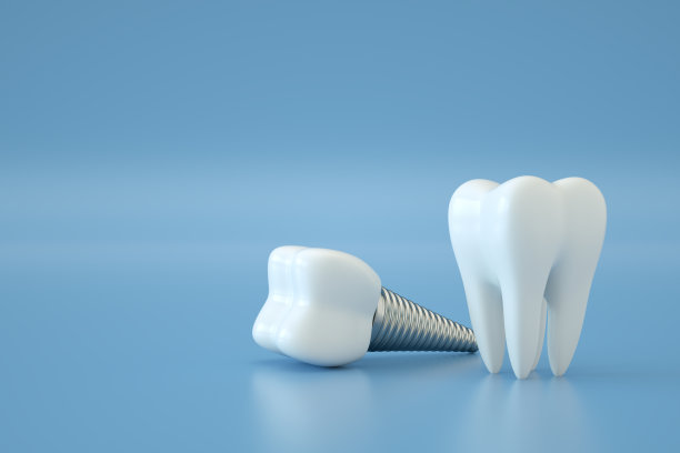 种植牙，人工牙，种植牙，蓝色背景图片下载