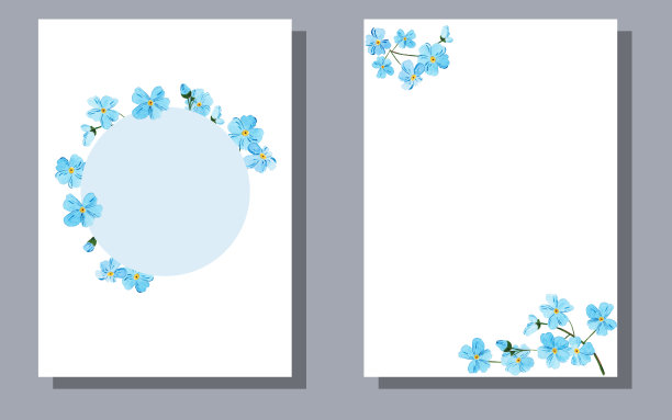 明信片适用于婚礼、生日、派对或其他庆祝活动。水彩蓝花勿忘我图片下载