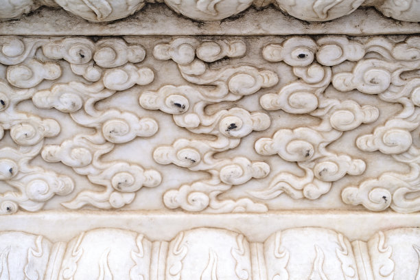 中国传统的云形石雕墙图片下载