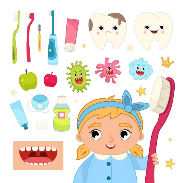 向量集牙科护理产品。图片下载