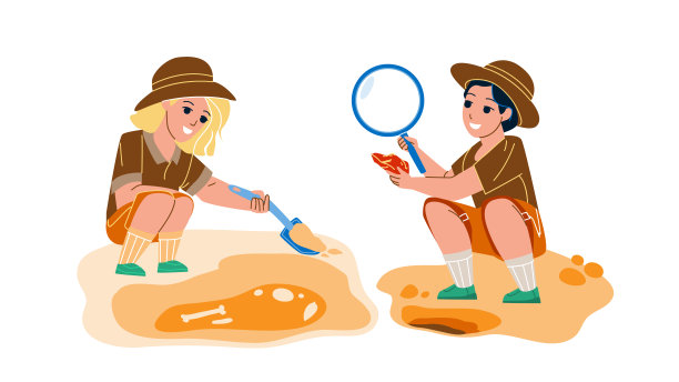 古生物职业使儿童矢量图片下载