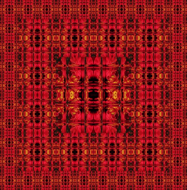 重复生动的红、黑、金几何图案图片下载