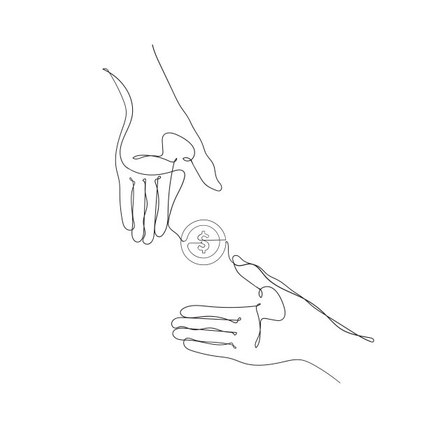 手绘涂鸦手给予和接受硬币插图向量图片下载