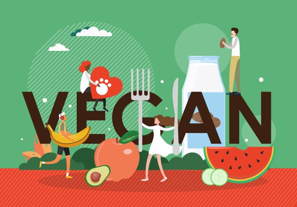 素食生活方式排版矢量横幅模板。健康饮食，素食，纯素饮食，有机营养。图片下载