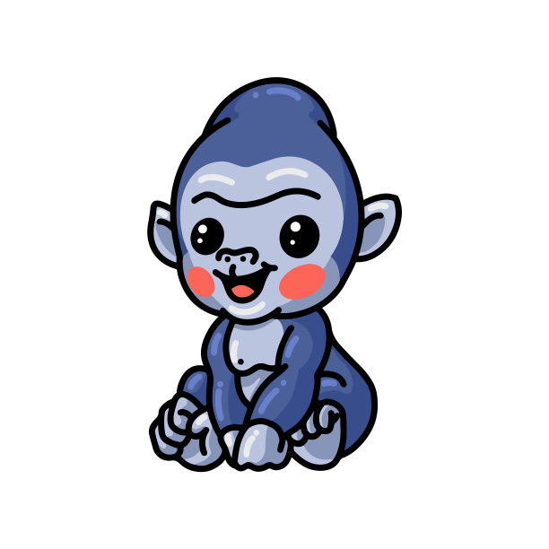 可爱的大猩猩宝宝卡通坐姿图片下载