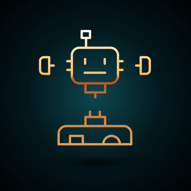 金线拆卸机器人图标孤立在黑暗图片下载