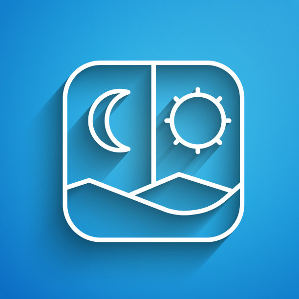 白线斋月禁食图标孤立在蓝色图片下载