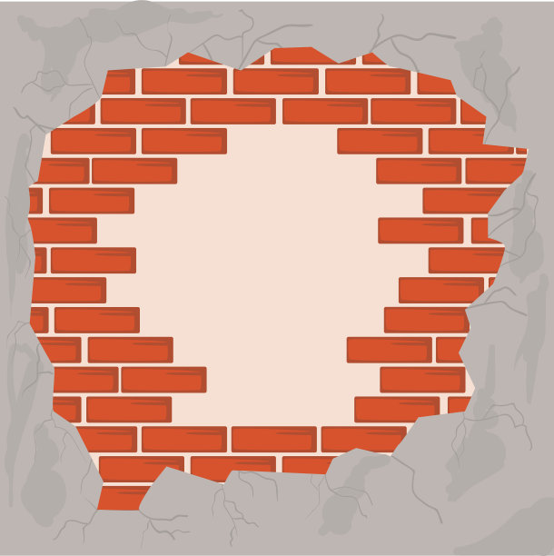 有孔裂缝墙图片下载