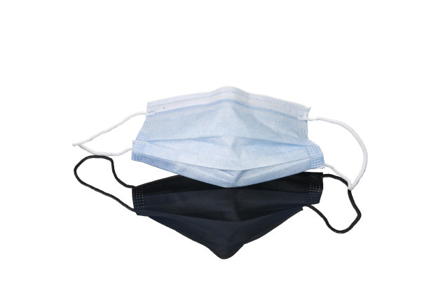 蓝色医用口罩与白色隔离图片下载