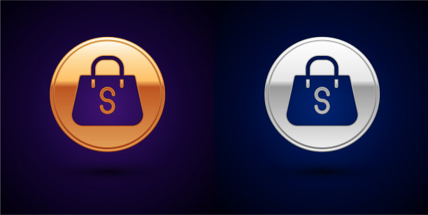 金银购物袋，上面有题字图片下载