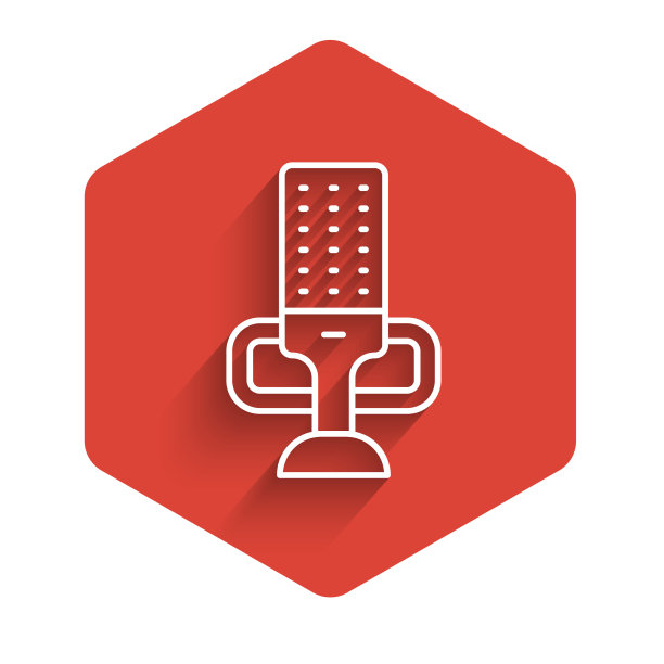 白线麦克风图标与长隔离图片下载